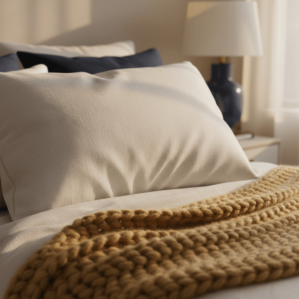 Soft bedding textures in warm light
